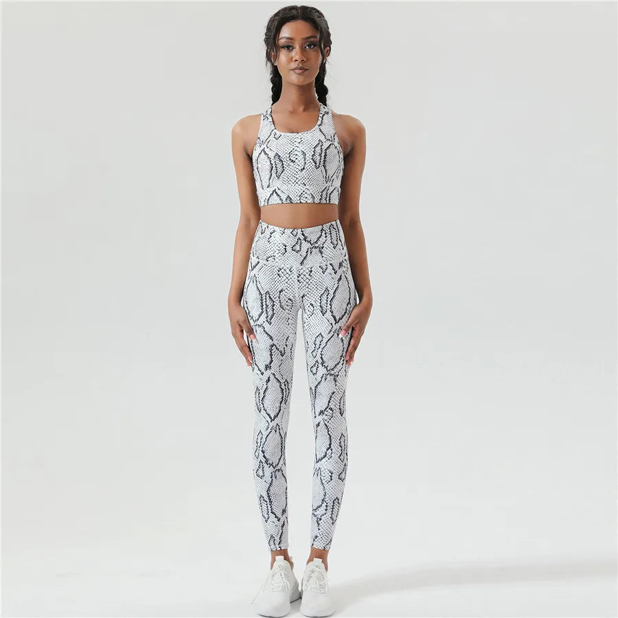 Elevate Your Fitness Routine with Our Women's Snake Skin Gym Set