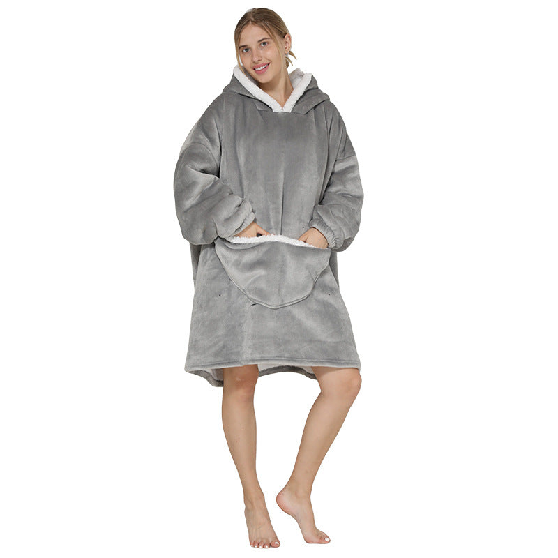 Ultimate Comfort: Hooded Lazy Fleece Pullover Blanket for Cozy Relaxation