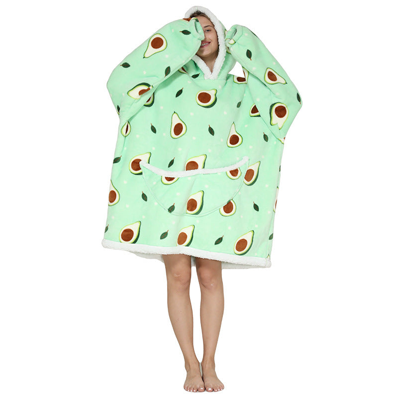 Ultimate Comfort: Hooded Lazy Fleece Pullover Blanket for Cozy Relaxation