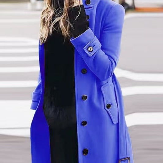 Elegant Women's Double-Breasted long Coat - Tailored Winter Trench Jacket