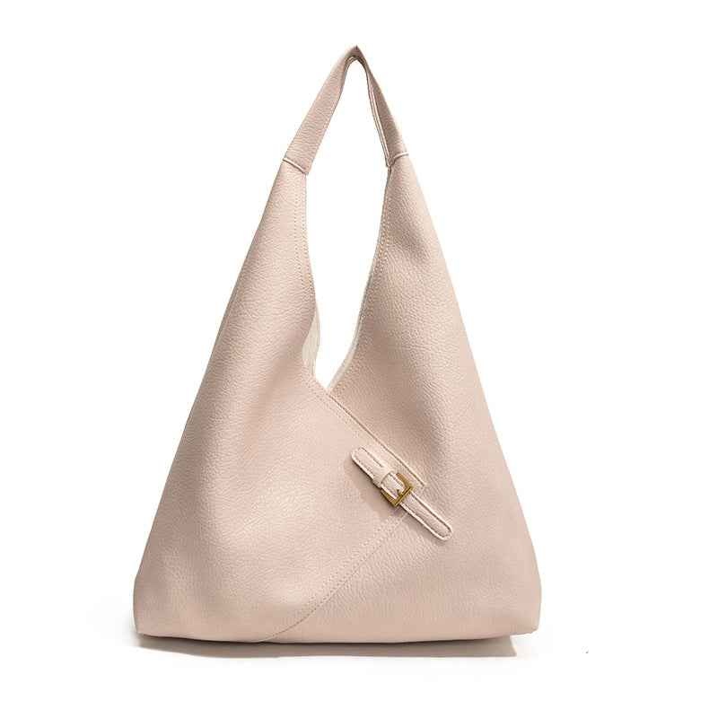 Solid color soft leather underarm bag
