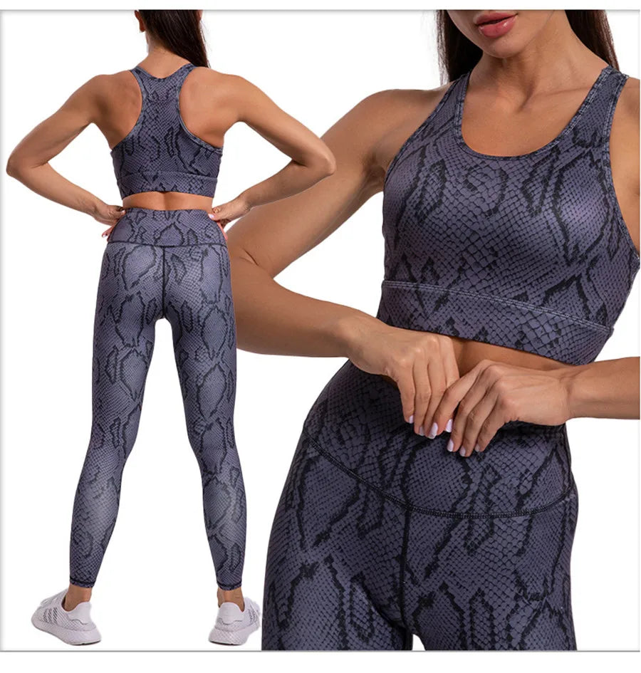 Elevate Your Fitness Routine with Our Women's Snake Skin Gym Set
