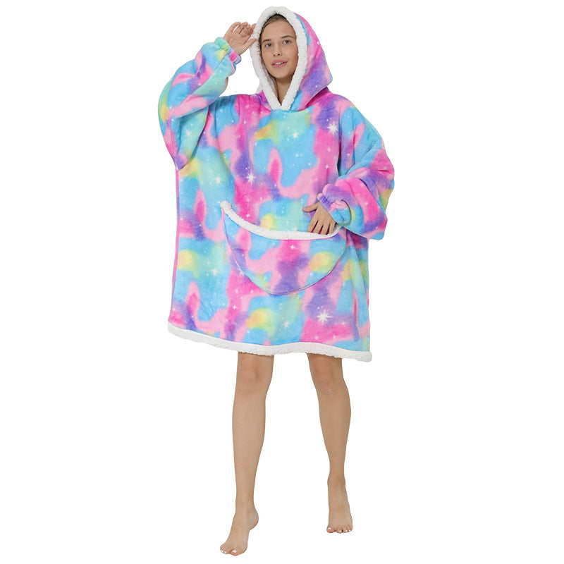 Ultimate Comfort: Hooded Lazy Fleece Pullover Blanket for Cozy Relaxation