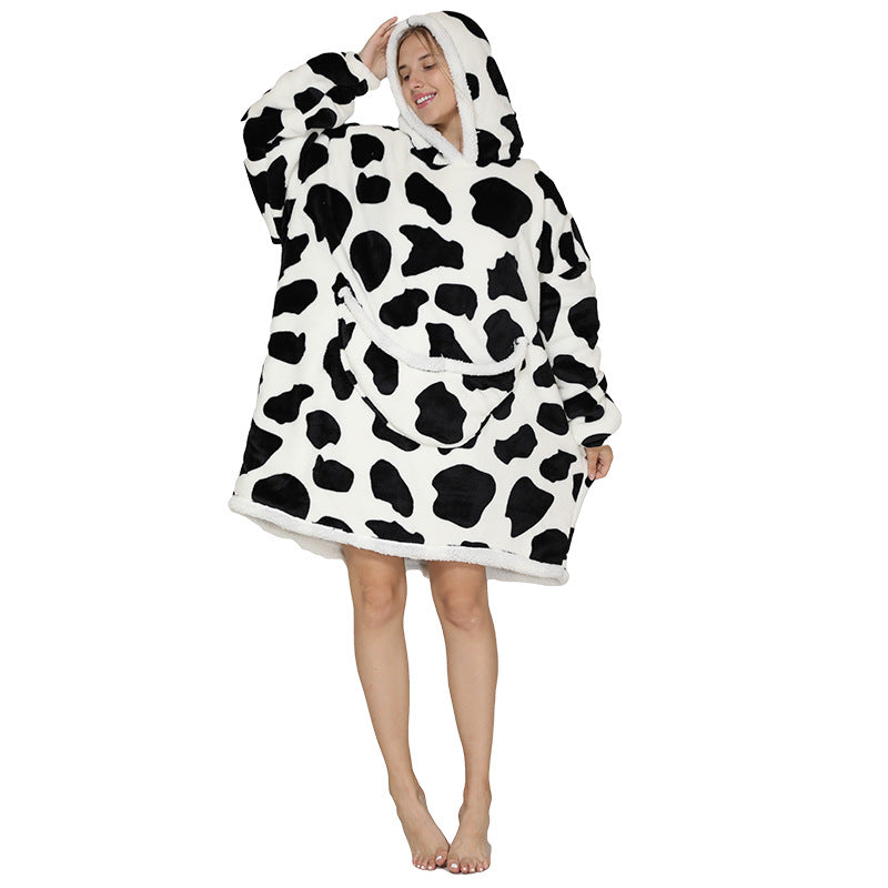 Ultimate Comfort: Hooded Lazy Fleece Pullover Blanket for Cozy Relaxation