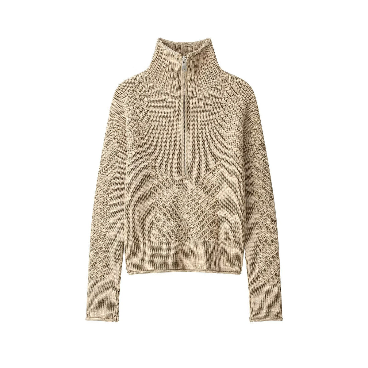 Stylish Half Zip Knitted Sweater for Women – Cozy Elegance Redefined