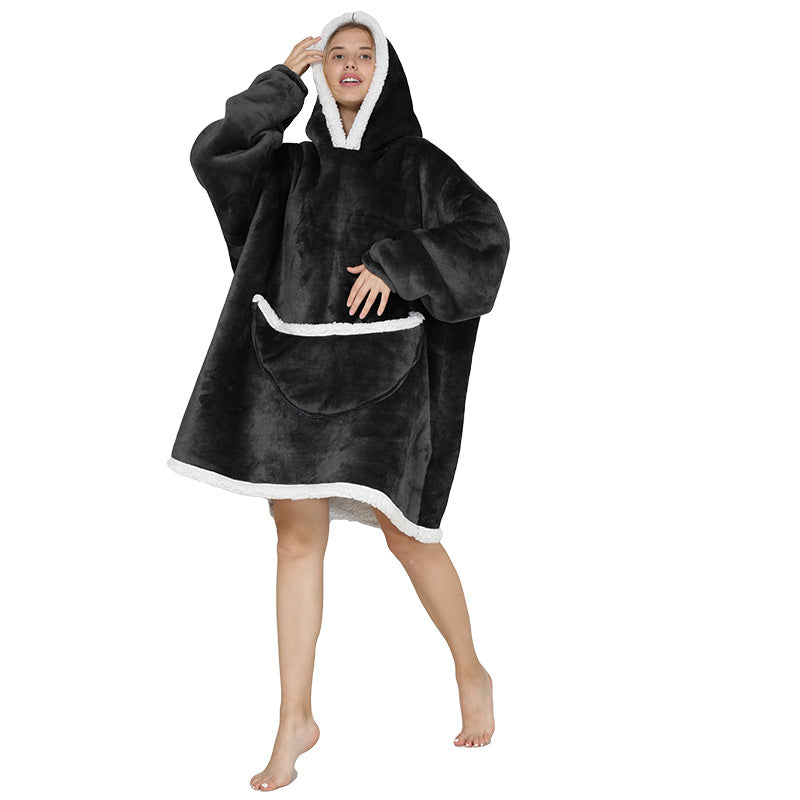Ultimate Comfort: Hooded Lazy Fleece Pullover Blanket for Cozy Relaxation
