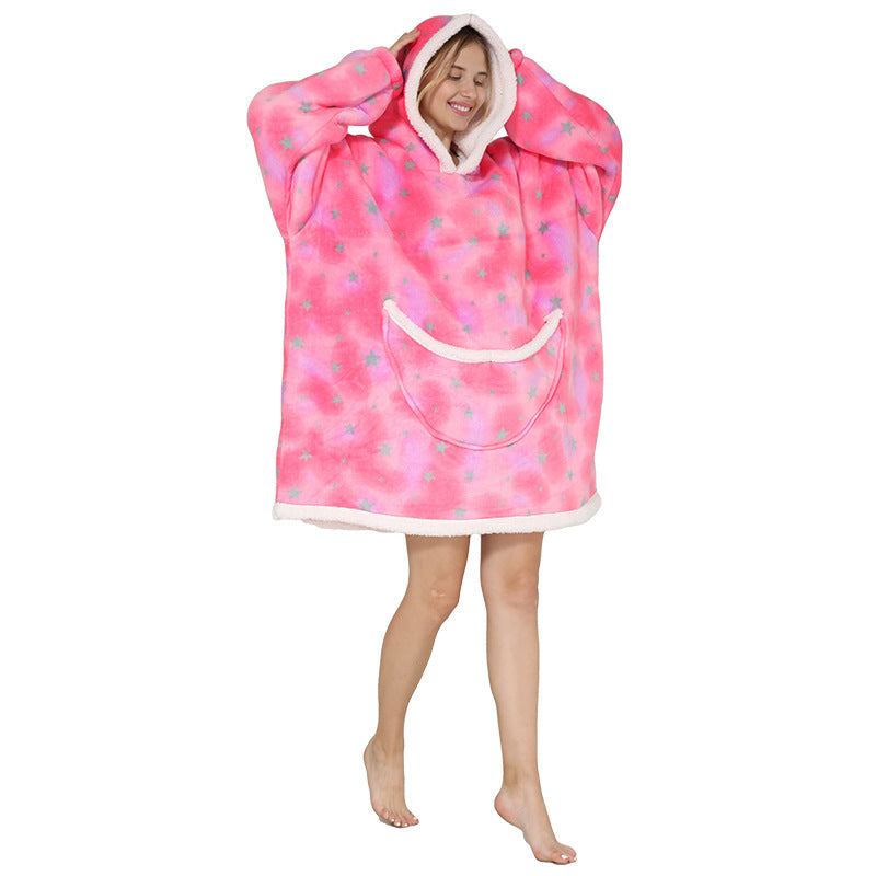 Ultimate Comfort: Hooded Lazy Fleece Pullover Blanket for Cozy Relaxation