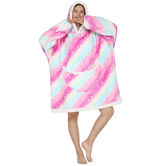 Ultimate Comfort: Hooded Lazy Fleece Pullover Blanket for Cozy Relaxation