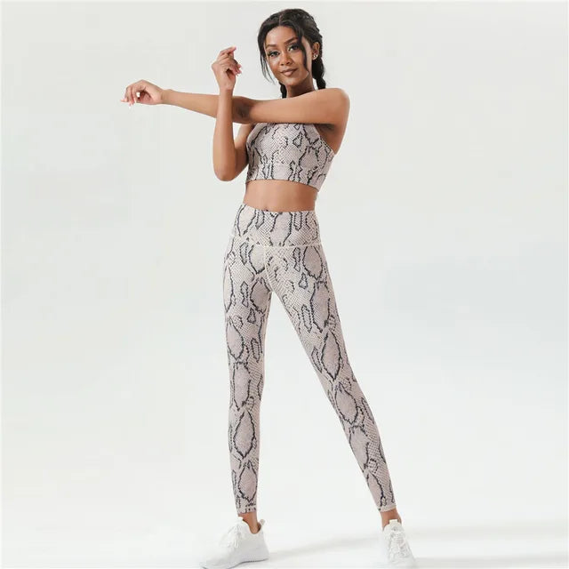 Elevate Your Fitness Routine with Our Women's Snake Skin Gym Set