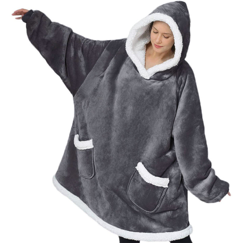 Oversized Hoodie Blanket - Wearable Sherpa Fleece Blanket Hoodie