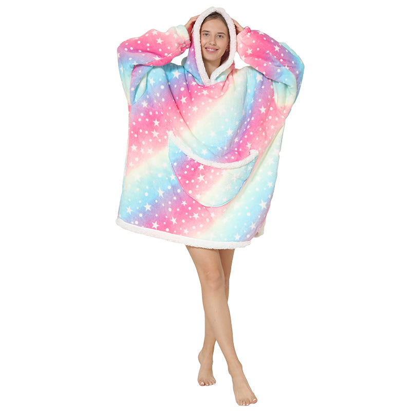 Ultimate Comfort: Hooded Lazy Fleece Pullover Blanket for Cozy Relaxation