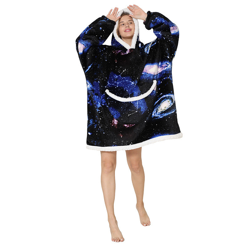 Ultimate Comfort: Hooded Lazy Fleece Pullover Blanket for Cozy Relaxation