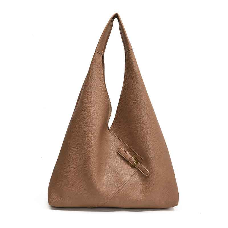 Solid color soft leather underarm bag