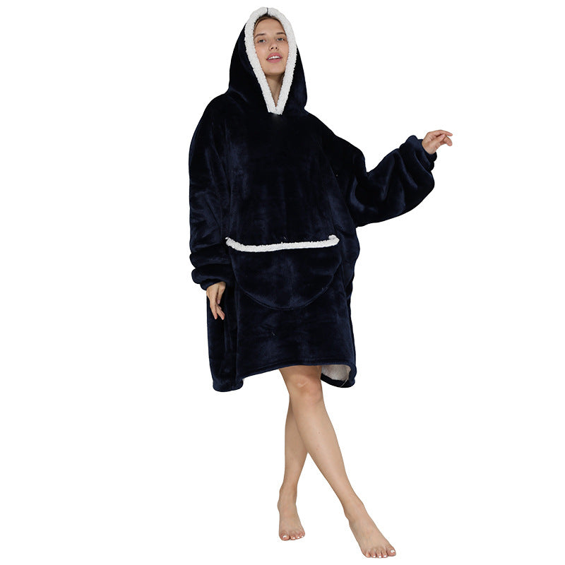 Ultimate Comfort: Hooded Lazy Fleece Pullover Blanket for Cozy Relaxation