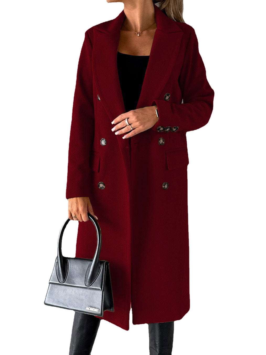 Premium Women's Mid-Length Double-Breasted Coat - Classic Winter Jacket