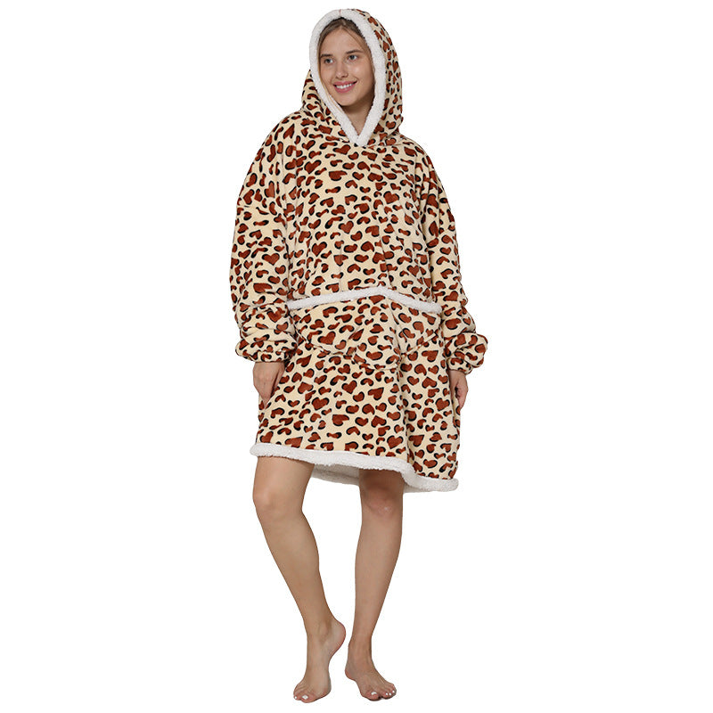 Ultimate Comfort: Hooded Lazy Fleece Pullover Blanket for Cozy Relaxation