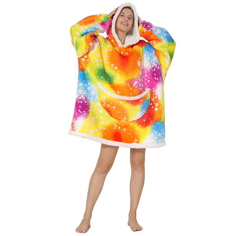 Ultimate Comfort: Hooded Lazy Fleece Pullover Blanket for Cozy Relaxation