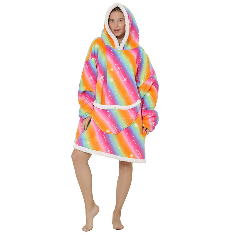 Ultimate Comfort: Hooded Lazy Fleece Pullover Blanket for Cozy Relaxation