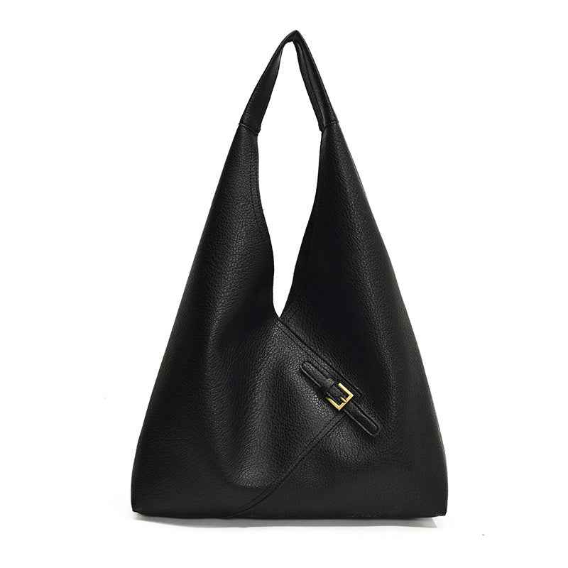 Solid color soft leather underarm bag