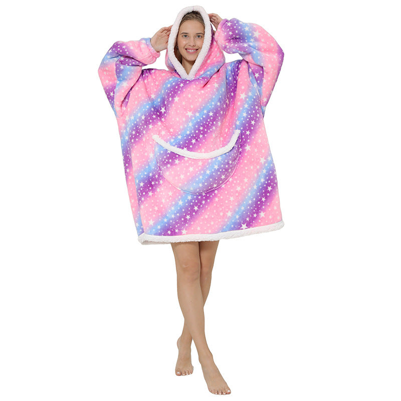 Ultimate Comfort: Hooded Lazy Fleece Pullover Blanket for Cozy Relaxation