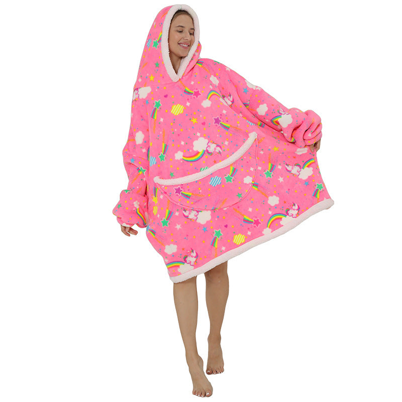 Ultimate Comfort: Hooded Lazy Fleece Pullover Blanket for Cozy Relaxation