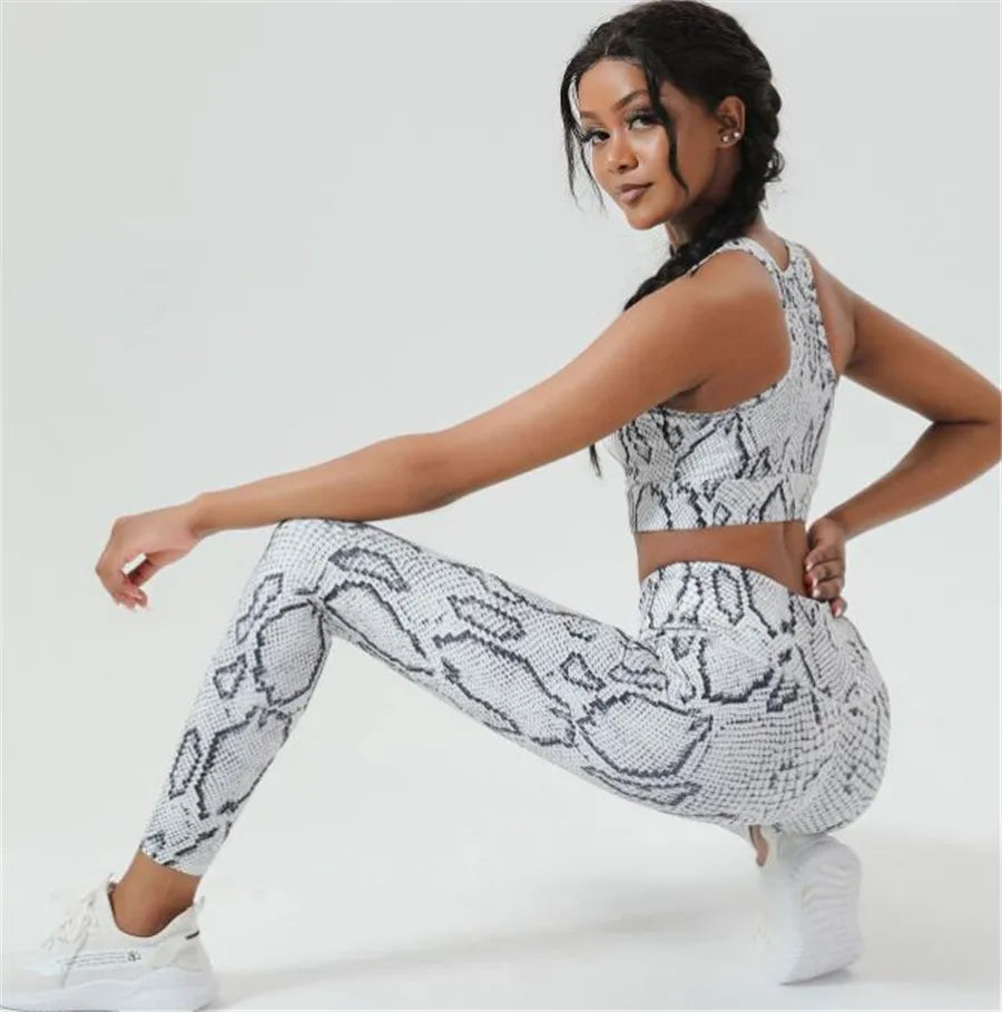Elevate Your Fitness Routine with Our Women's Snake Skin Gym Set