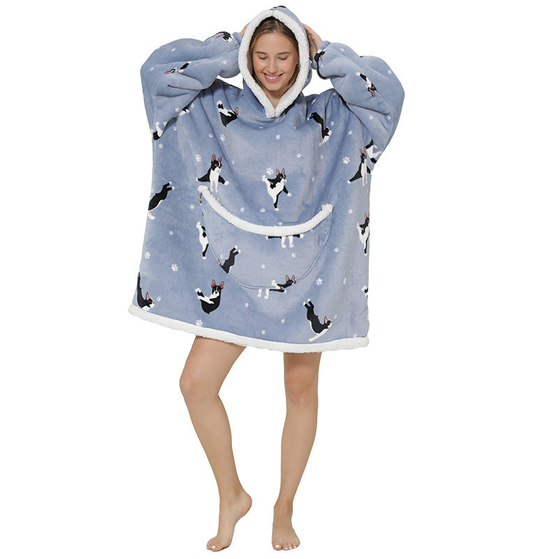 Ultimate Comfort: Hooded Lazy Fleece Pullover Blanket for Cozy Relaxation