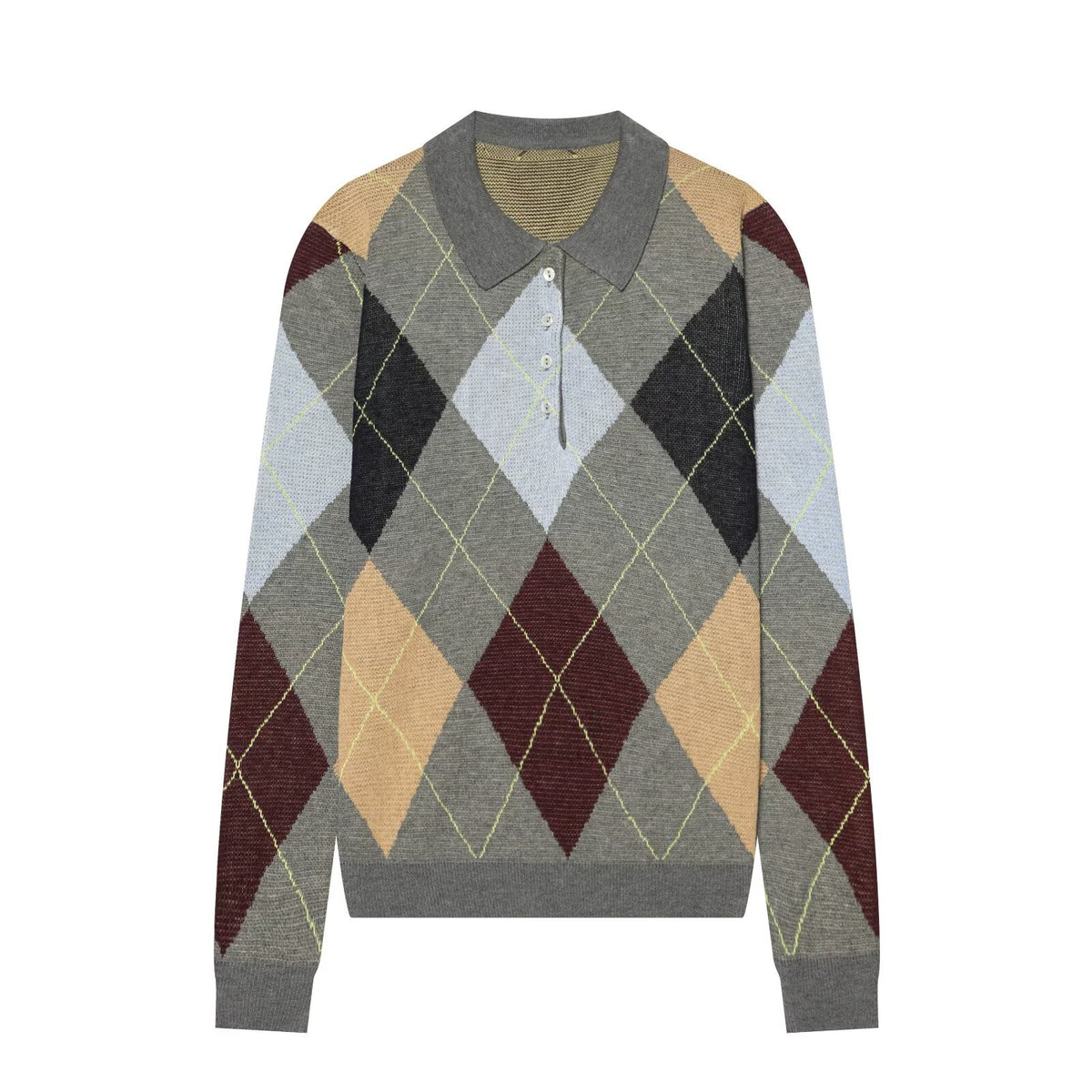 Versatile and minimalist diamond patterned knitted sweater for women