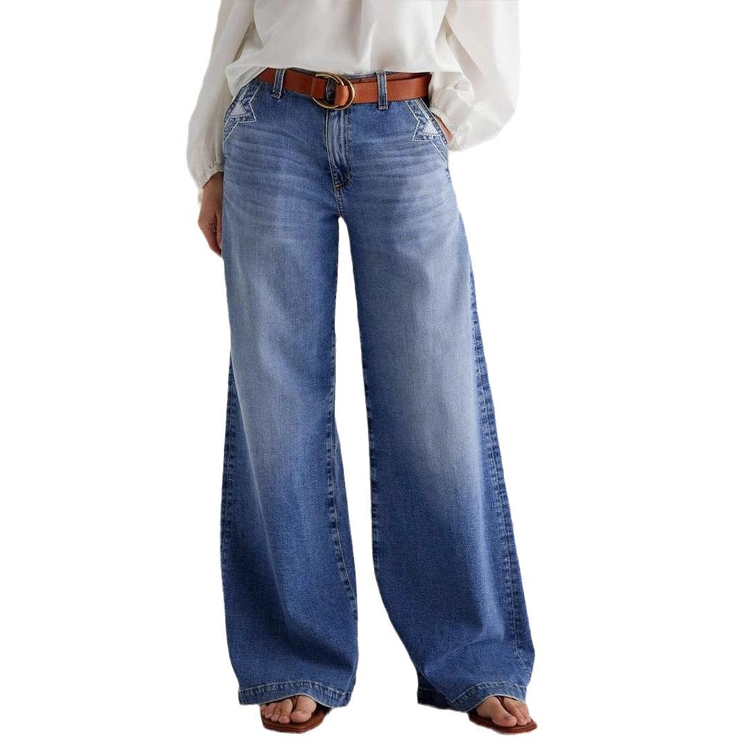 Elevate Your Style with Our Embroidered Straight Leg Jeans