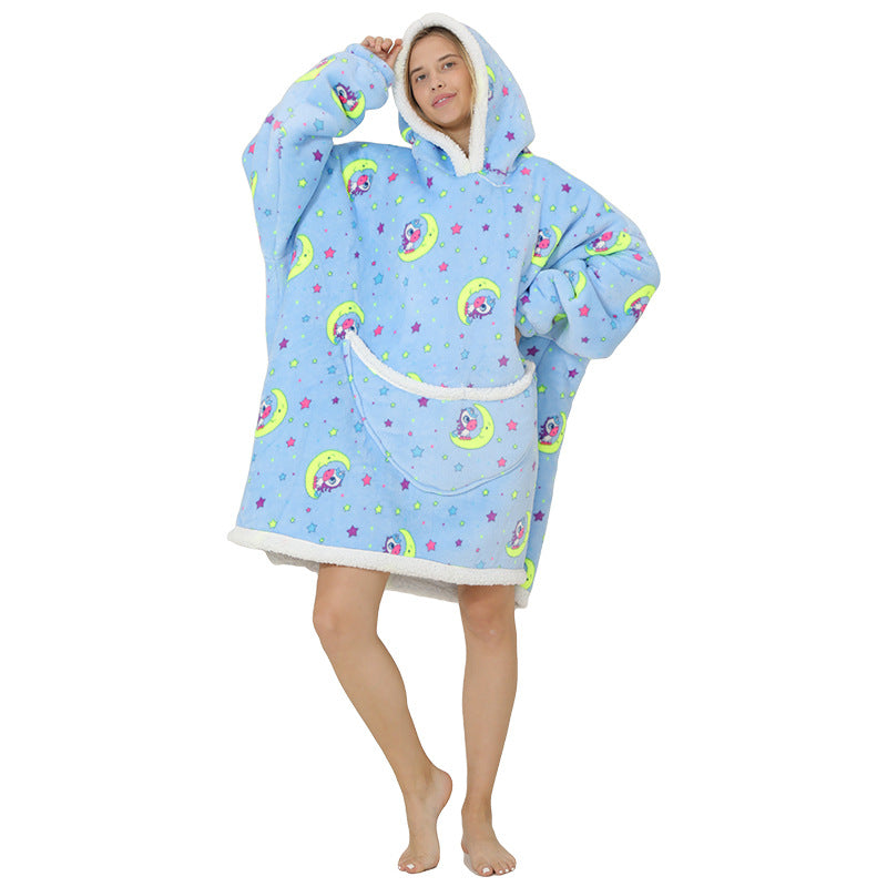 Ultimate Comfort: Hooded Lazy Fleece Pullover Blanket for Cozy Relaxation
