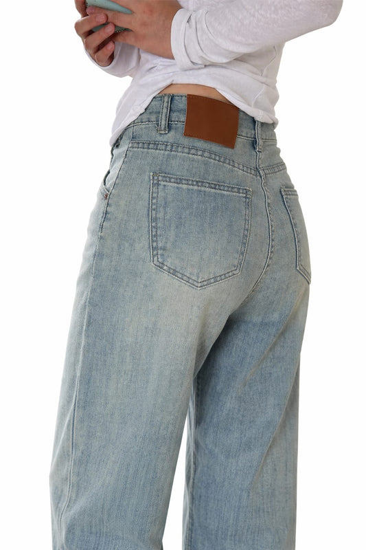 Women High Waist Wide-Leg Denim Jeans