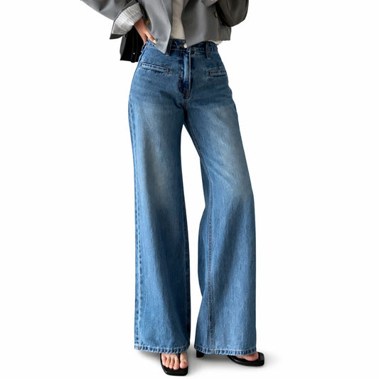 Women Casual Loose Fit Wide Leg Jeans