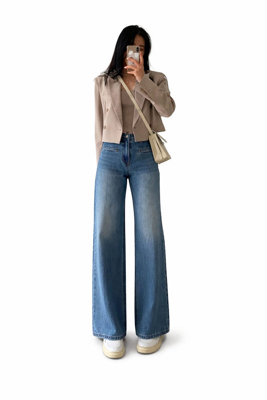 Women Casual Loose Fit Wide Leg Jeans
