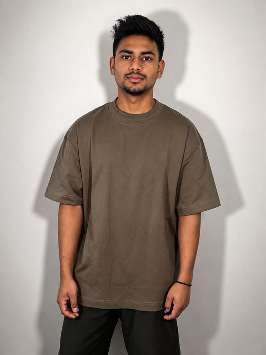 Oversized Cotton Crew Neck T-Shirt