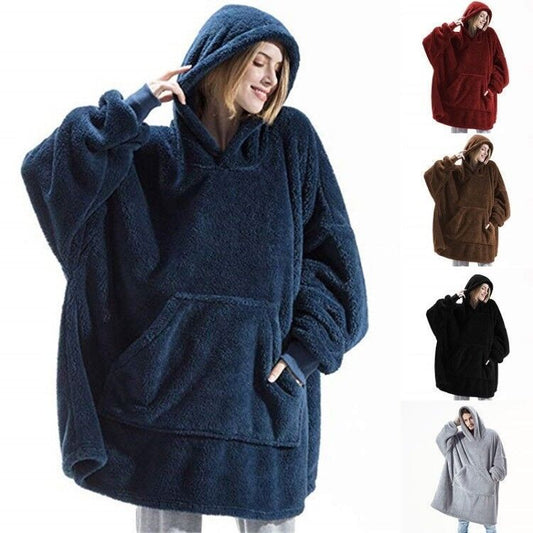 Oversized Sherpa  Hoodie Blanket - Ultra Soft Wearable Fleece Blanket