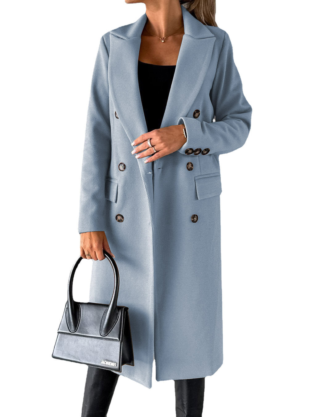 Premium Women's Mid-Length Double-Breasted Coat - Classic Winter Jacket