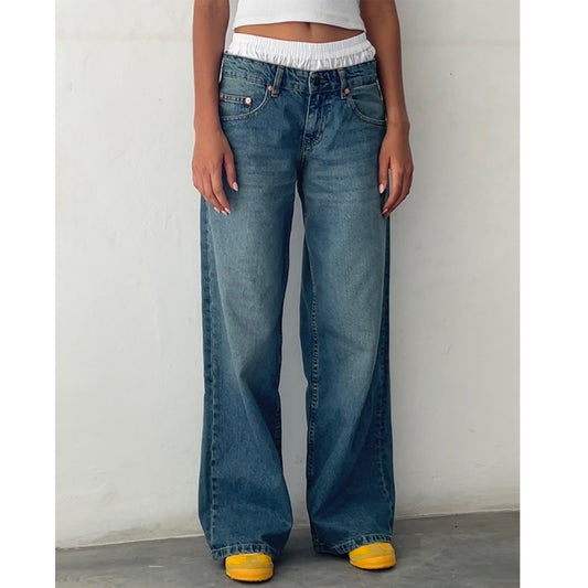 Women High Waist Wide Leg Denim Jeans