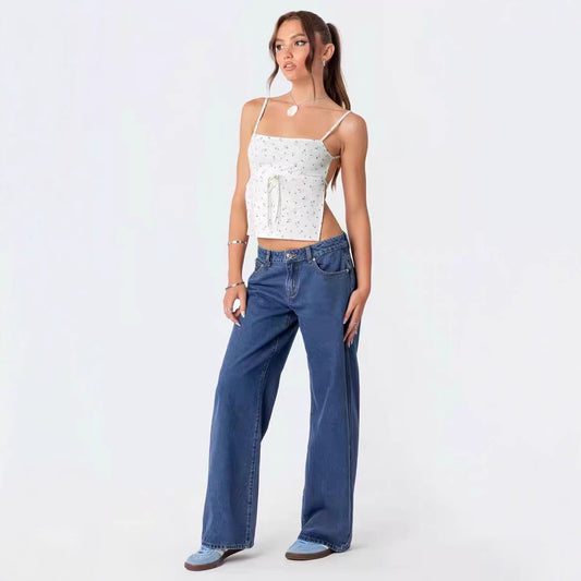 Women's High Waist Wide Leg  Denim Jeans